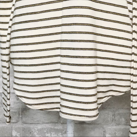 NWT CHASER Long Sleeve Cold Shoulder Top with Black & Metallic Gold Stripes Med - Picture 5 of 16